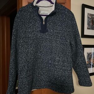 Orvis Brighton Sherpa Lined 1/4 Zip Pullover Sweater sz Large